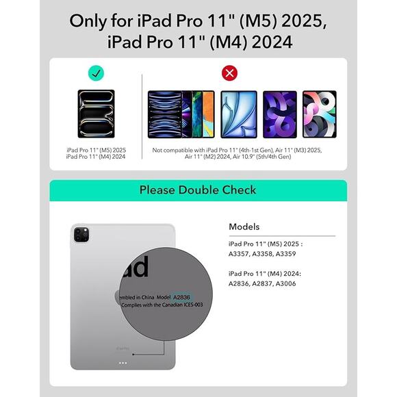 Black iPad Pro 11" Easy-Set Magnetic Stand Case with Keyboard M5/M4 2025/2024 - Picture 3 of 15